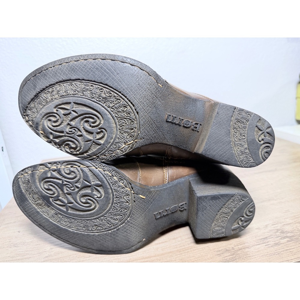 Born Brown Leather Tall Riding Boots Floral Cutout Western D13406‎ Womens 7/38 - Picture 5 of 12